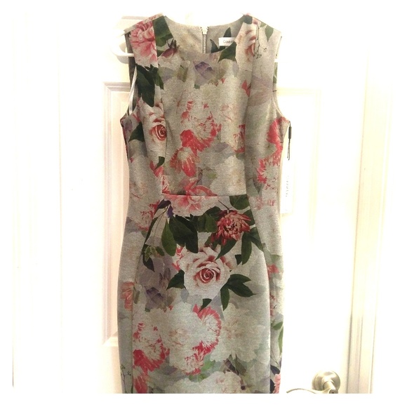 calvin klein long floral dress